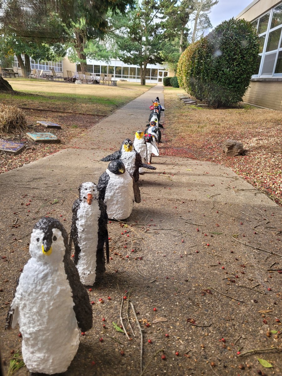 Mrs. Hawthorne's class created a 'March of the Penguins' scene with paper clay! #TigerPride #MarchofthePenguins