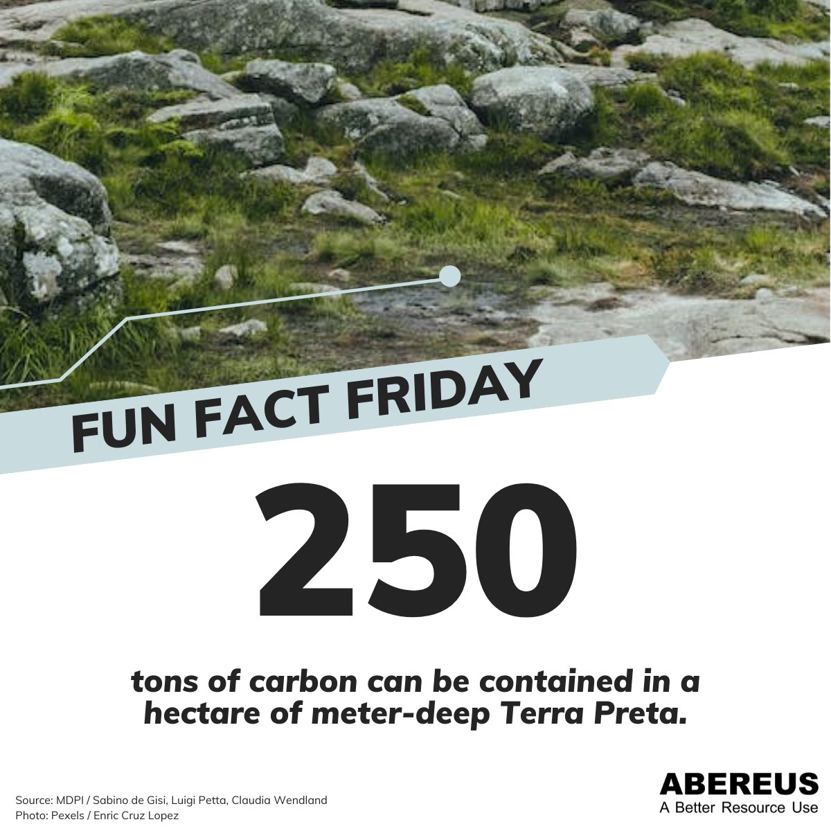 250 tons of #carbon can be contained in a hectare of meter-deep Terra Preta.

By the way, unimproved #soil generally only holds up to 100 tons of carbon. Next week we'll talk about steps to produce #terraPreta from what we consider #human waste.

#FFF #FunFactFriday #FunFact