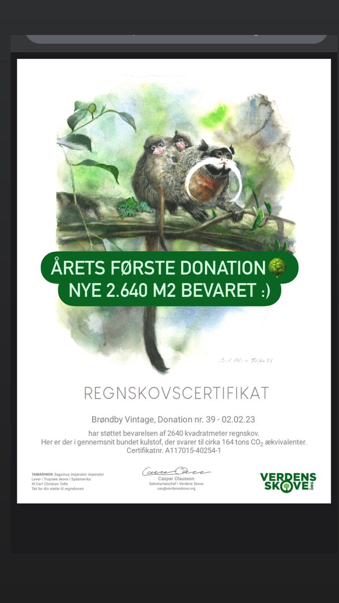 brondbyvintage's tweet photo. Årets første donationer :)

Tak til alle der har købt! 

Opnået i 2023
~ 2.640 m2 regnskov bevaret🌳
~ 1.130,- doneret til Red Barnet Vestegnen 👶

Opnået i alt
~ 38.998 m2 regnskov bevaret
~ 8.846,- til Red Barnet Vestegnen
~ 3.120,- til Brøndby Tifo 🇺🇦
#verdensskove #redbarnet https://t.co/rcqM01038I