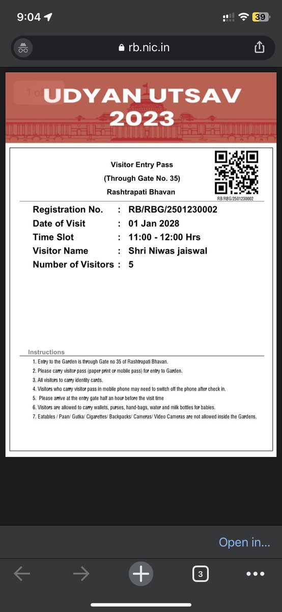 himanshusikka's tweet photo. @rashtrapatibhvn trying to book Amrit Udyan tickets for 4th feb 2023 but getting wrong ticket https://t.co/EUqodzs0zx