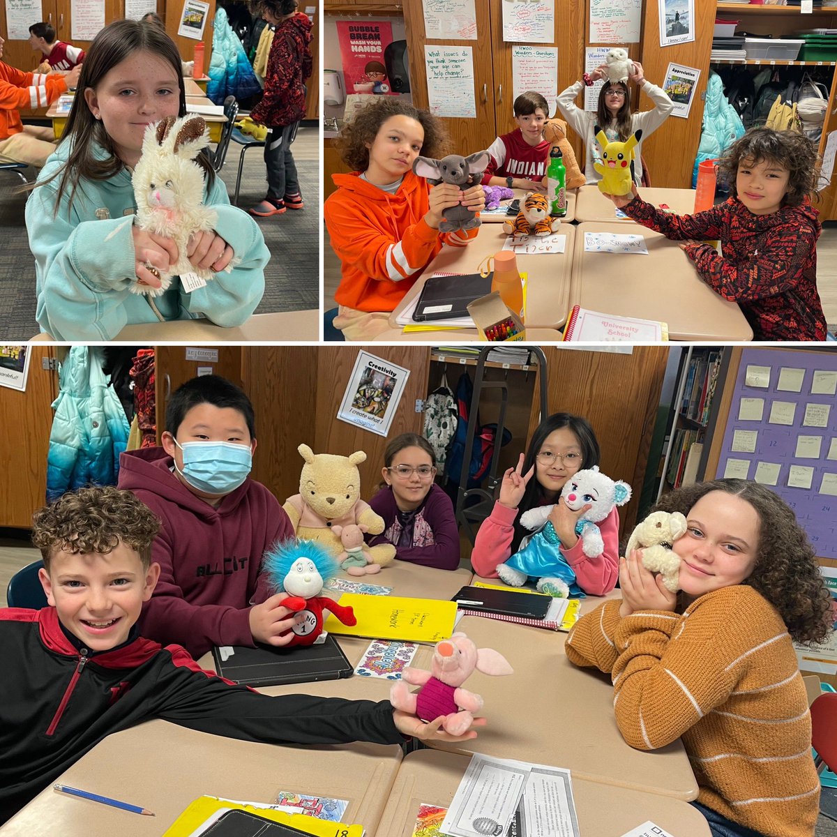 Ms_Kroll's tweet photo. When the class finds evidence that you used to be a 1st grade teacher high up in a closet…impromptu stuffy day!  #letkidsbekids @UniversityElem @MCCSC_EDU #funinfifthgrade https://t.co/Jw0hDM72pz