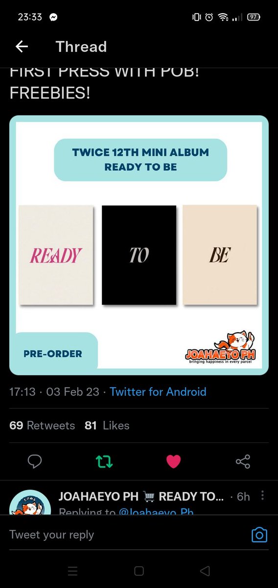 Meiko010101's tweet photo. @Joahaeyo_Ph @JYPETWICE @Jughead65083121 @Laydianfts
@freenftcarol @anllelasagra666
@czawinclaiming
TWICE READY TO BE
#12th_Mini_Album_TWICE
#TWICE        @JYPETWICE https://t.co/tSD9QjYd3S