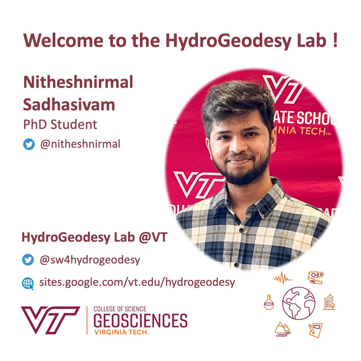 Richard Petry (@themapaddict) on Twitter photo Top story: @sw4hydrogeodesy: 'I am excited to welcome Nitheshnirmal Sadhasivam <a href="/nitheshnirmal/">Nitheshnirmal Sadhasivam</a> as graduate student to the hydrogeodesy lab @sw4hydrogeodesy & @EaDARLab at <a href="/vtgeosciences/">Geosciences at VT</a>!
He will work on groundwater mode… , see more tweetedtimes.com/v/1526?s=tnp Top story: @sw4hydrogeodesy: 'I am excited to welcome Nitheshnirmal Sadhasivam <a href="/nitheshnirmal/">Nitheshnirmal Sadhasivam</a> as graduate student to the hydrogeodesy lab @sw4hydrogeodesy & @EaDARLab at <a href="/vtgeosciences/">Geosciences at VT</a>!
He will work on groundwater mode… , see more tweetedtimes.com/v/1526?s=tnp