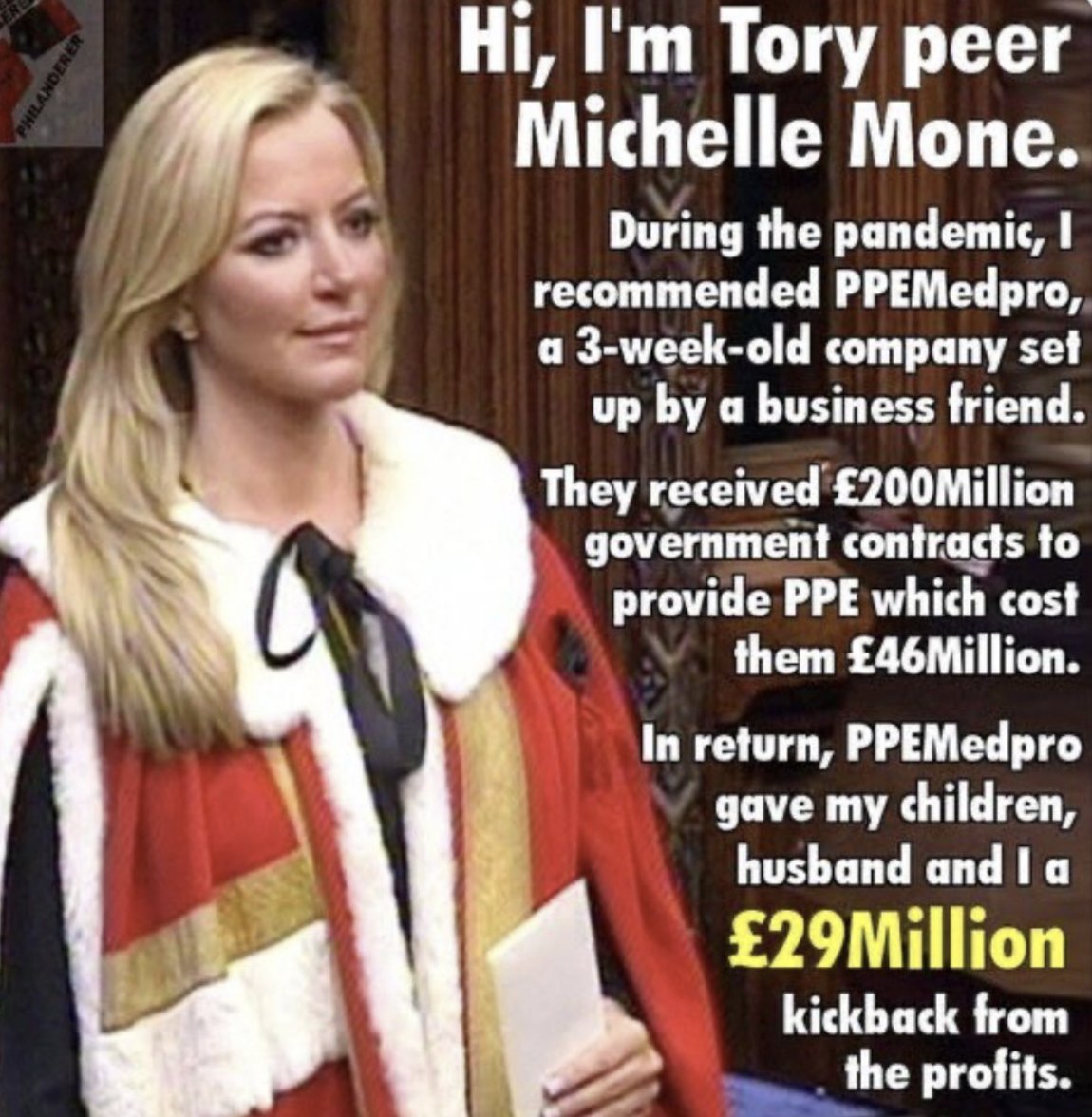 Your reminder that Michelle Mone has still not repaid OUR money.

RETWEET to remind her.

#PPEScandal