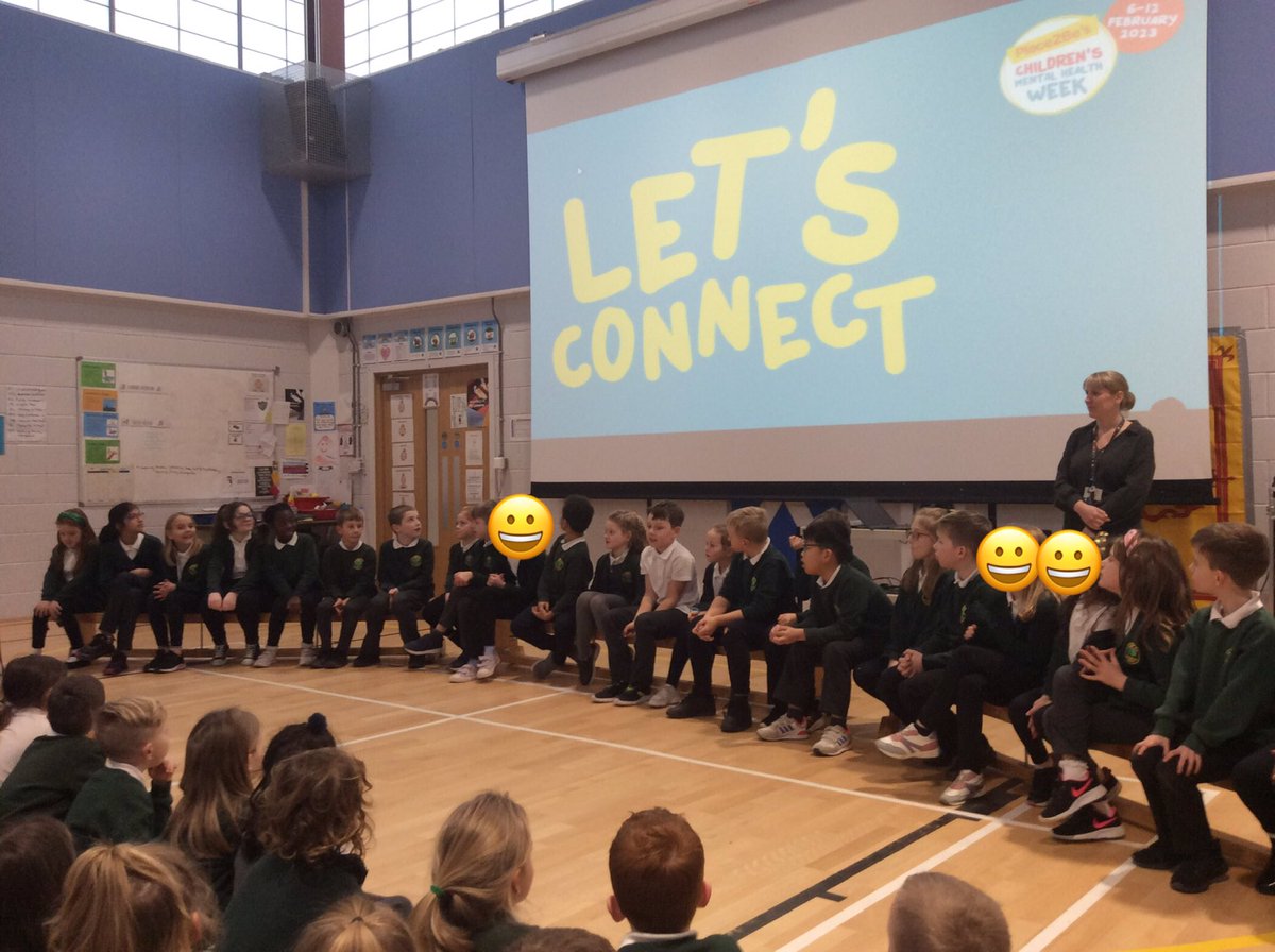 GreenbraeP5's tweet photo. Today we shared what we have been learning about #childrensmentalhealthweek at the whole school assembly @Greenbraeschool https://t.co/rL6eQqwyo3