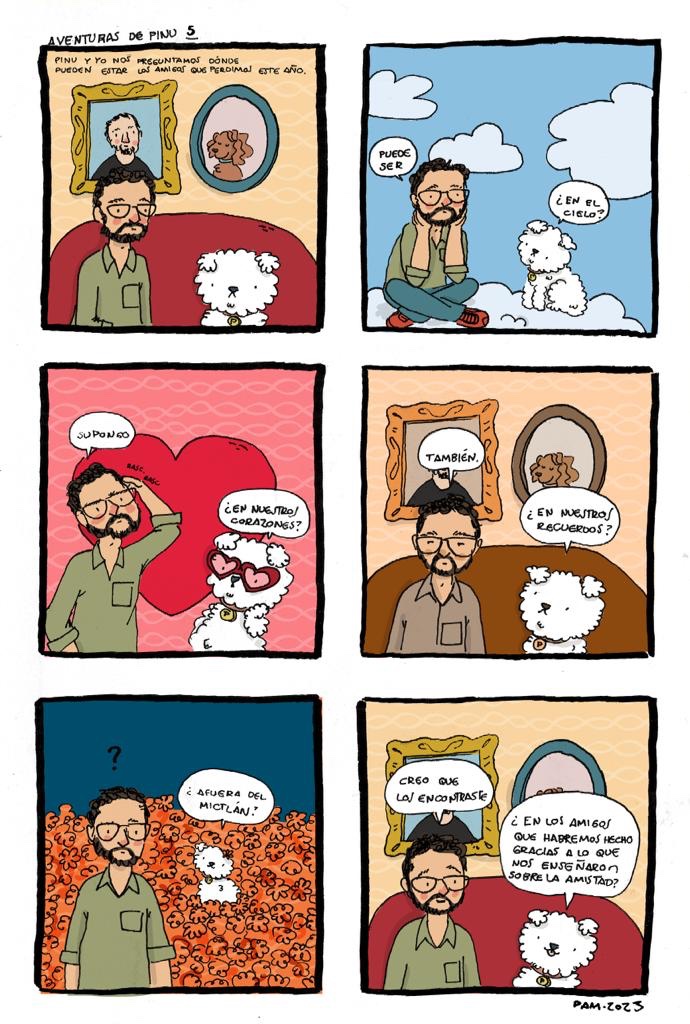 Con ustedes, Las aventuras de Pinu 
Capítulo V: Sobre el lugar que habitan los amigos que perdimos

(Gracias, <a href="/minimonette/">pamela carrington</a>, por tus geniales ilustraciones)