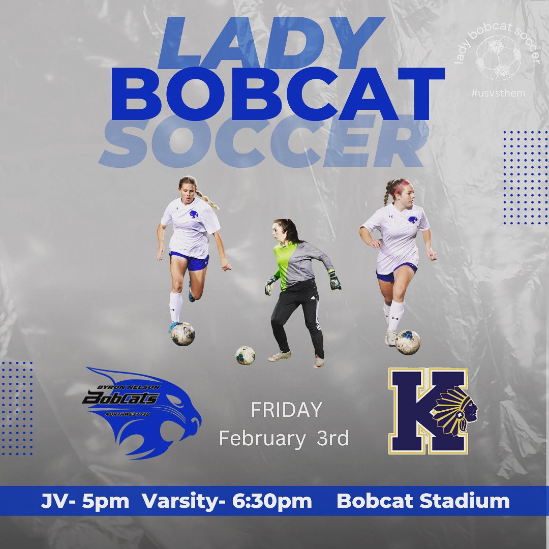 It’s Game Day‼️ Come out and support your Lady Bobcats ⚽️

🆚 @khgirlssoccer 
🗓️ 2.3.23
⏰ JV 5pm | Varsity 6:30pm
📍 Bobcat Stadium 
🎟️ Cash or NISD passes