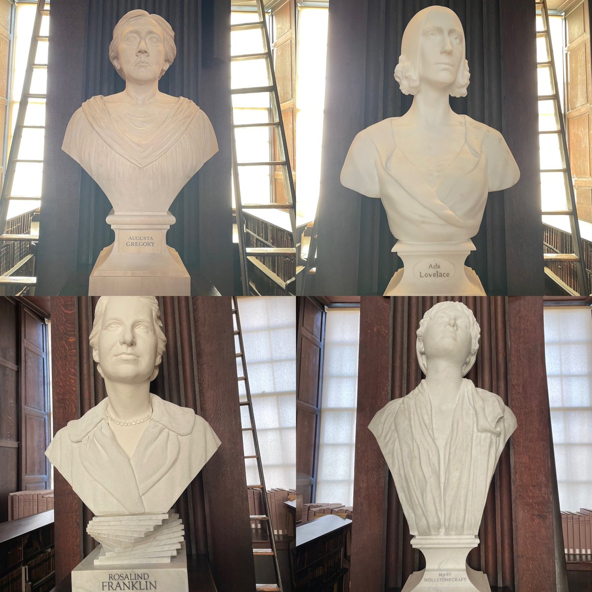It has taken centuries. Finally, there are ladies in the Long Room, Trinity. And what ladies. Mary, Ava, Rosalind, Augusta, guard the way for us please.
