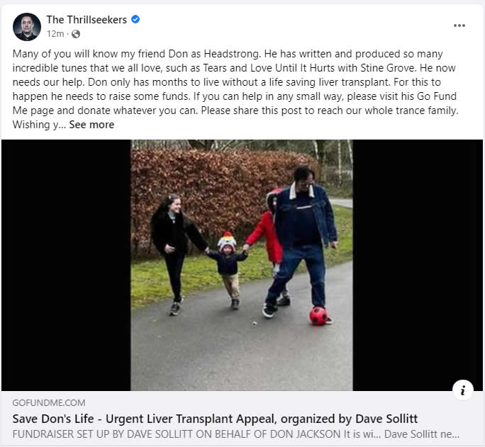 HeadstrongMusic's tweet photo. Massive thanks to my mate Steve Helstrip, Legendary Global Trance DJ and producer.

He has posted on my behalf for my URGENT APPEAL  just now and already getting a reaction'  !!!  If you could please do the same....Thank you  Don

Any help would be amazing https://t.co/ZNNXkTEWfh