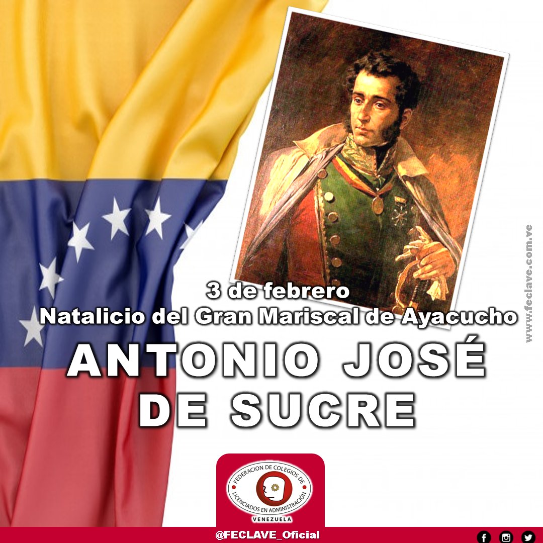 FECLAVE_Oficial's tweet photo. #FECLAVE conmemora hoy 3 de febrero el Natalicio de Antonio José de Sucre
#3feb #NatalicioSucre #AntonioJosedeSucre #GranMariscaldeAyacucho https://t.co/EfrCgDlICI