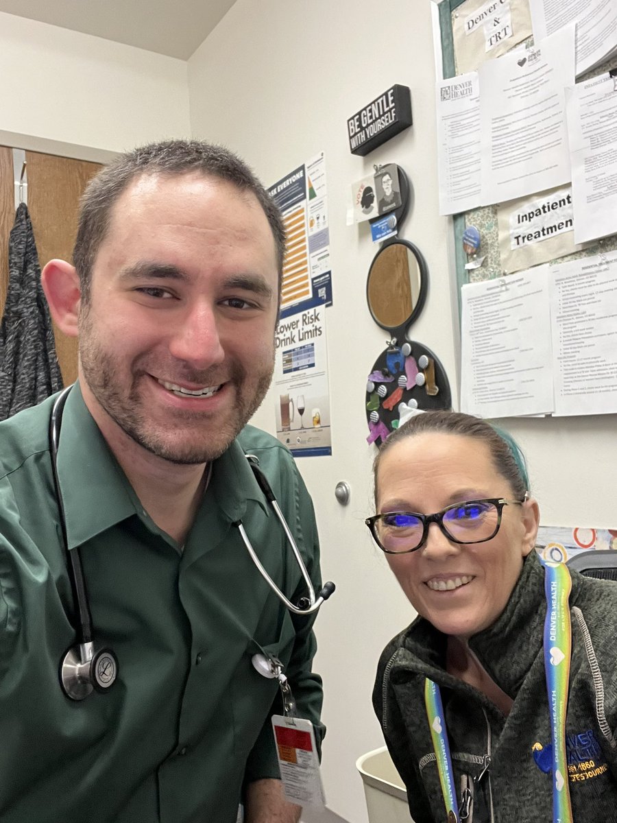 HannanBraun's tweet photo. Today is the 1st day of our SUD clinic @DenverHealthMed’s Webb Adult! We’ll be striving to provide lower-barrier & #harmreduction SUD care w/i primary care. TY to Neave, @VishnuKulaseka1, Dr Elwell, the CAM, for the hard work. #AnyPositiveChange @HRAC_Denver https://t.co/9LQ2JcCB5F