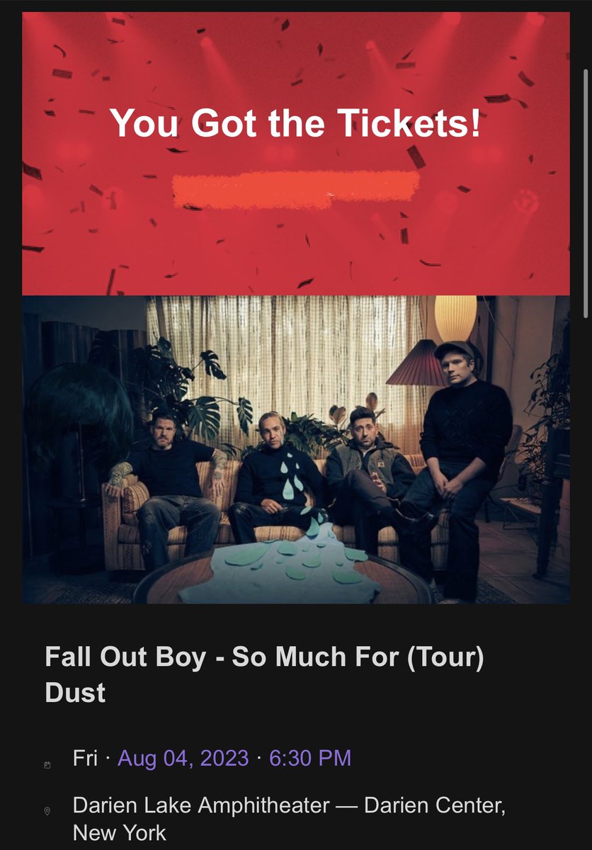 KRodge325's tweet photo. STRESSED by that ticket sale but secured pit for my first time seeing @falloutboy after many many years of love✨ #somuchfortourdust https://t.co/IVflvUfO1Z