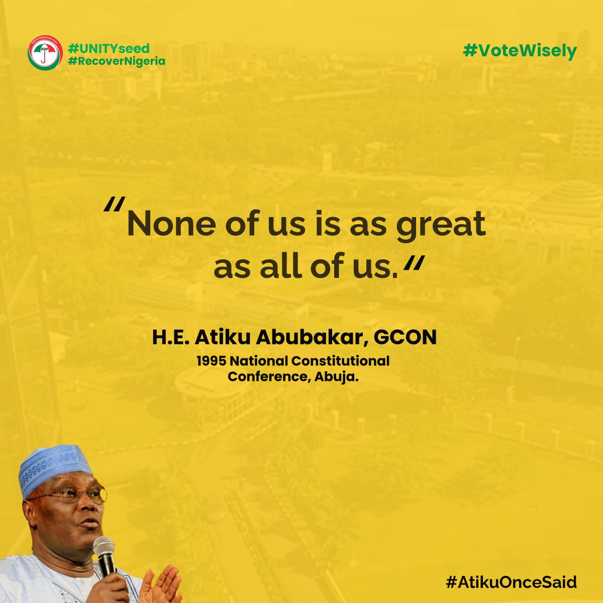 RaymondNkannebe's tweet photo. It is quite impressive that the subject of unity & national cohesion remains a paramount agenda for H.E. @atiku.
This should matter to us because without a pan-consensus on the Nigerian State,we can't think of any meaningful development as a nation.
#UnitySeed
#RecoverNigeria https://t.co/toeLuzWKZA