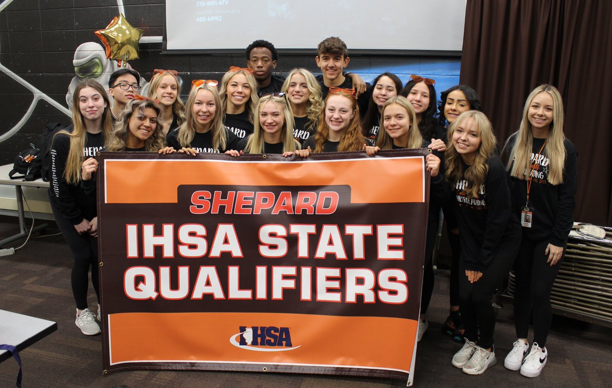 ShepardAstros's tweet photo. Awesome send off to state to start our Friday for @AstrosCoedCheer Coach Marr and her mighty, mighty Astros.  

Good luck to them at the IHSA state finals: Astros take the floor at 6 tonight at Illinois State University. Let's go!! https://t.co/58sVbHGnBJ