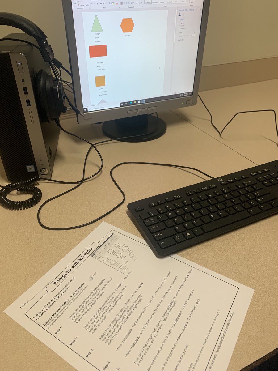 Reinforcing shape attributes by creating a word document on the computer! #adventureawaits