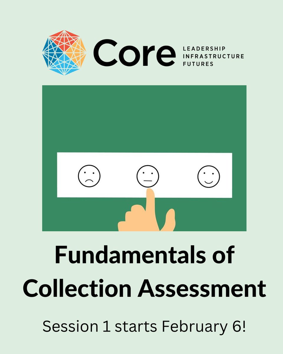 ALA_Core's tweet image. Remember, everybody, the first 2023 session of Fundamentals of Collection Assessment is starting soon--Monday (2/6), to be exact! You can still get a seat, grab yours now! alacore.org/go/to/tw-2-fca… #LibraryCollections #LibraryAssessment