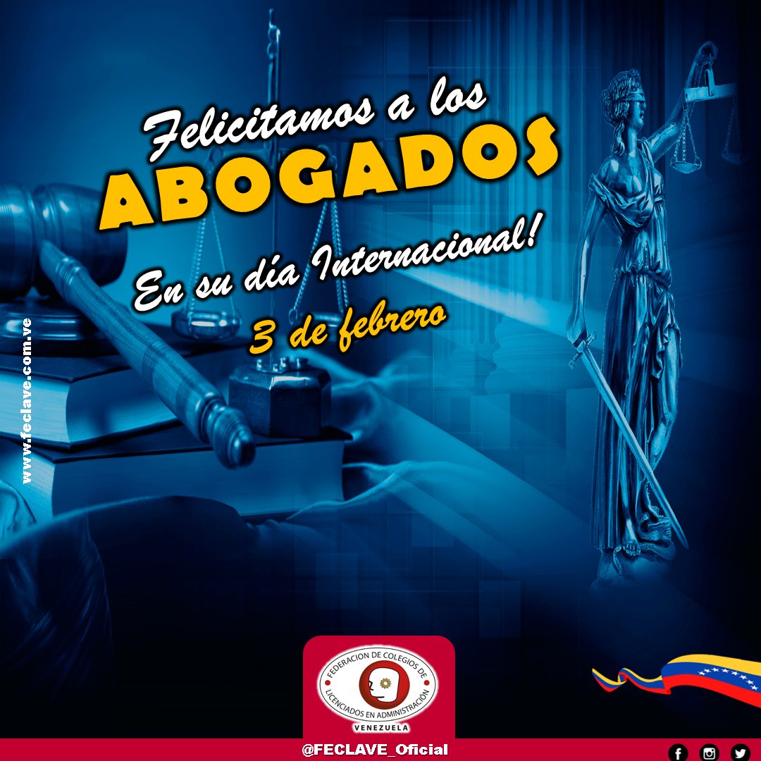 FECLAVE_Oficial's tweet photo. #FECLAVE felicita a los Abogados en su día Internacional…
#3feb #abogados #diaIntldelAbogado https://t.co/tOypXJsDU4