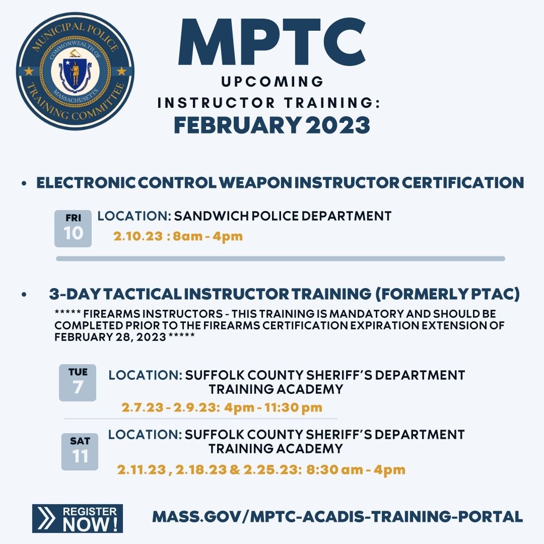 MassMPTC's tweet photo. Attention Instructors, MPTC has upcoming Instructor Certification classes with seats still available. 

Visit Acadis to register for one of these upcoming classes: https://t.co/SCvTNfvpGM https://t.co/tMXUvlvYdt