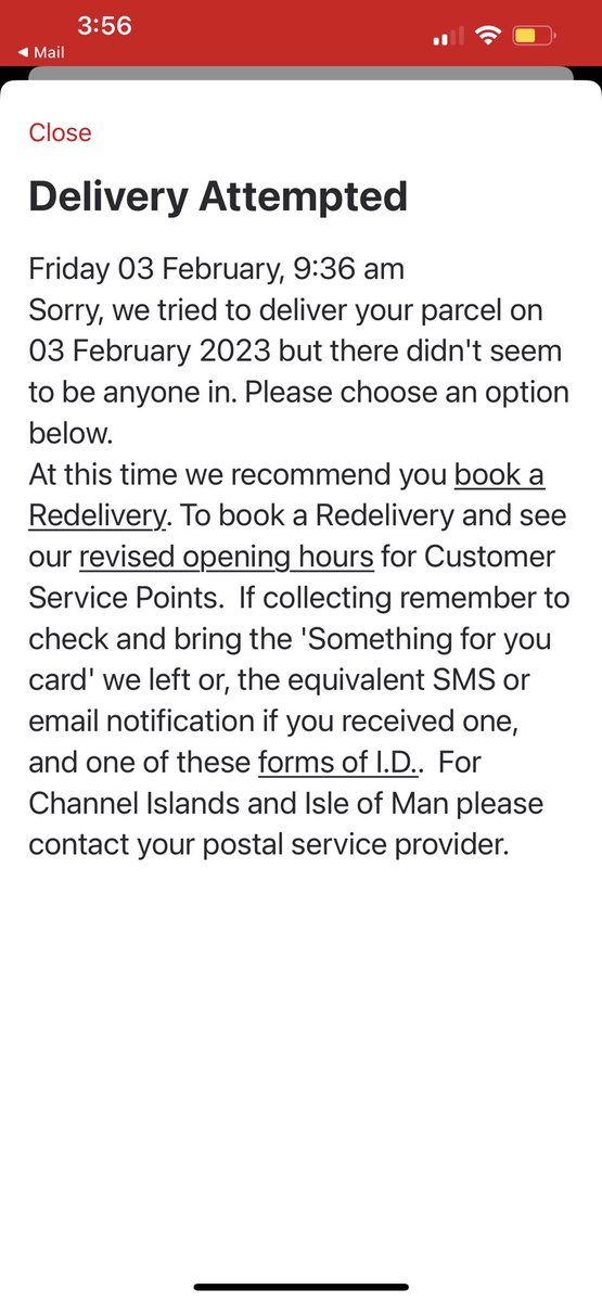 Why are <a href="/RoyalMail/">Royal Mail</a> such liars?! Been home all day and even answered the door to the post lady, who had a letter. No parcel… same thing happened before Christmas. Says something when @Evri_parcel__ are more reliable than the <a href="/RoyalMail/">Royal Mail</a>
