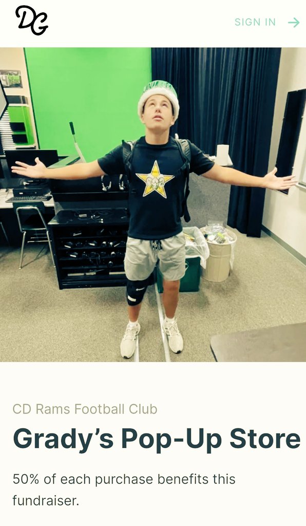 Please consider supporting Grady's Pop-Up Store by purchasing Double Good Popcorn. 50% of each purchase benefits CD Football Rams Club. Link below:
popup.doublegood.com/s/pc2e88j9