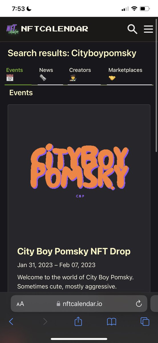 CityBoyPomsky's tweet photo. Made it on @nftcalendar 😈 https://t.co/09Bk87mCCy