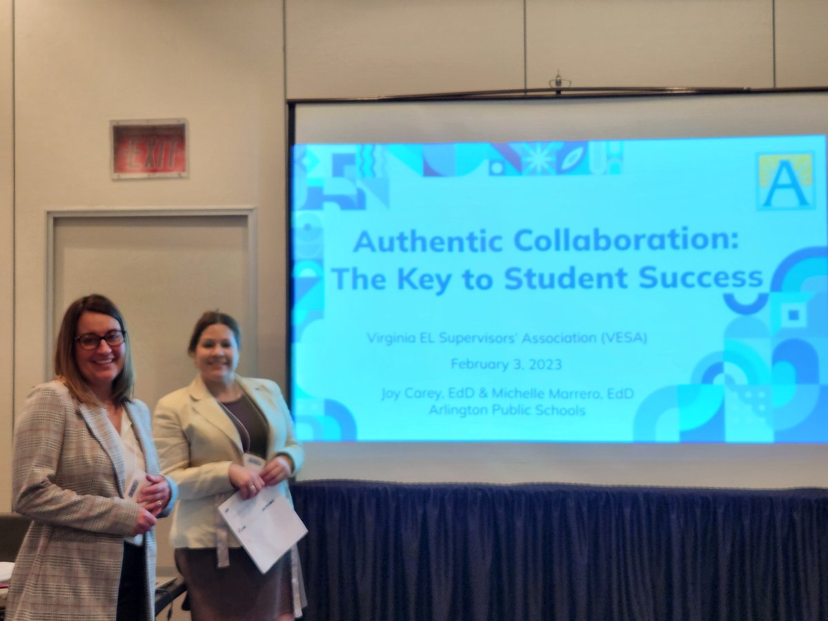 ShermanAPS's tweet photo. @joymswriter and Michelle Marrero are representing APS at the Virginia EL Supervisors Association Conference. Way to go! Standing room only! @APS_ESOL @APS_ELA https://t.co/XHgsXUmlNG