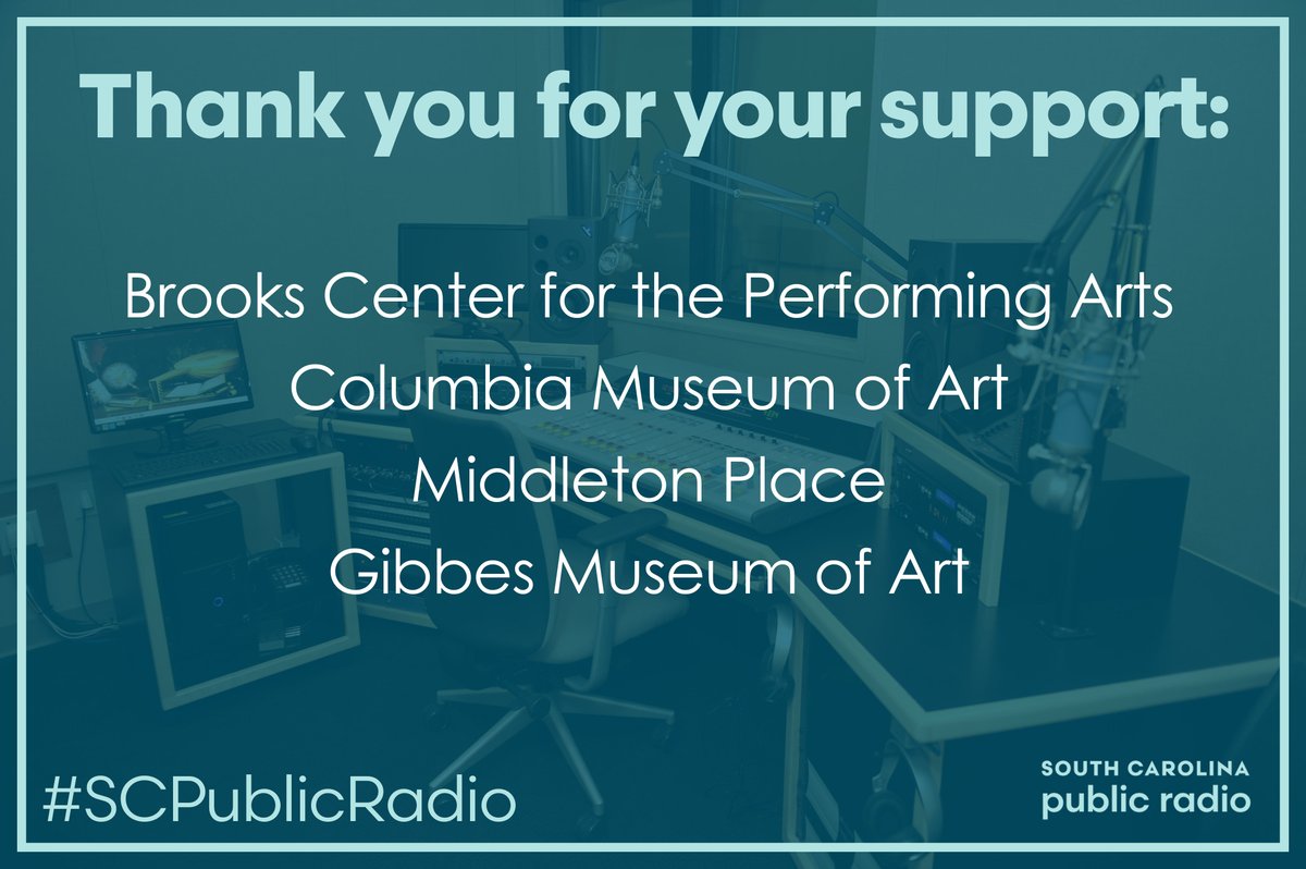 On this #FollowFriday, be sure to follow and like this organization that is an on-air sponsor of #SCPublicRadio - @BrooksCenterCU, @ColaMuseum, Middleton Place, and @theGibbesmuseum #ThankYou #SupportOurSupporters #TeamSCPublicRadio #FF