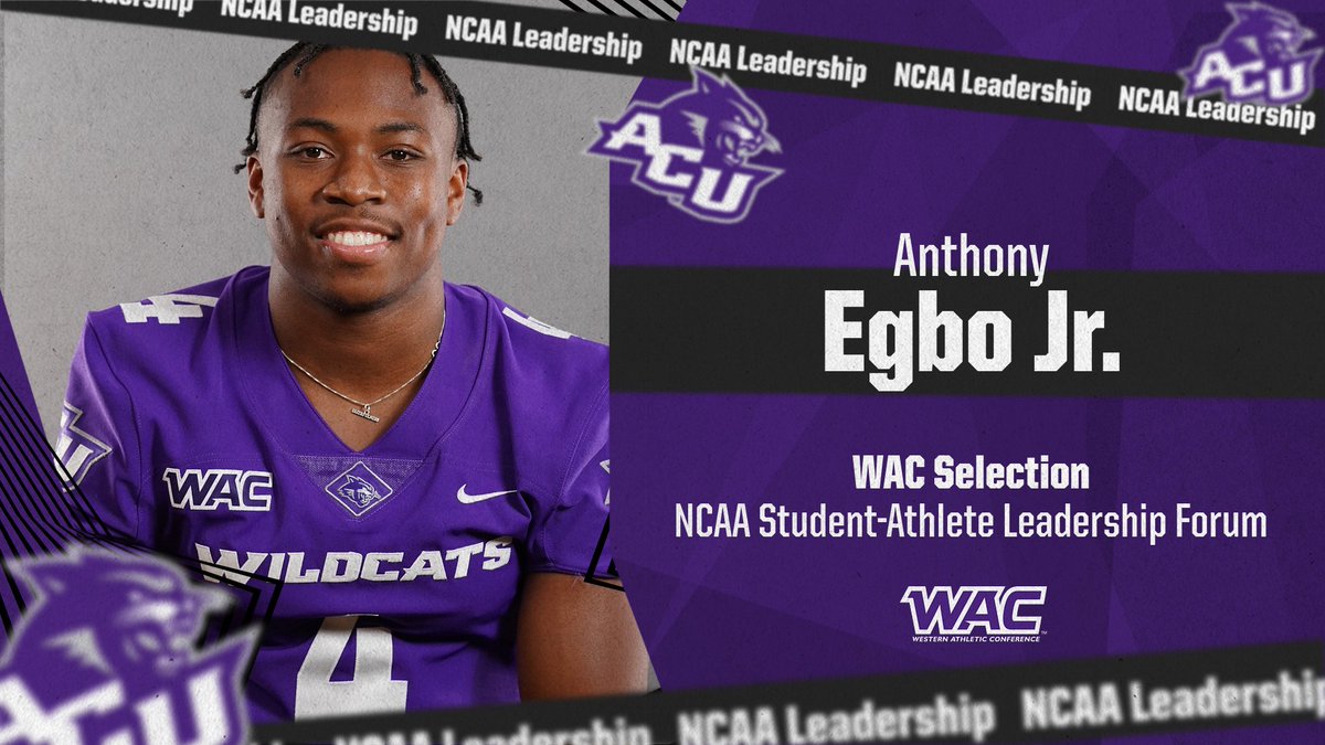 ACUFootball's tweet photo. Congrats to Anthony Egbo Jr., WAC selection to the NCAA Student-Athlete Leadership Forum! https://t.co/9tNfu8p5io