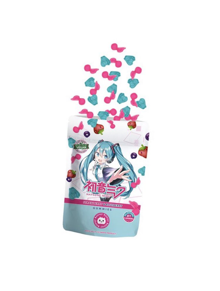 LoveKawaji's tweet photo. Pick off shelf. Open. Release the #MikuMagic
β€οΈ π π
Hatsune Miku Gummies Available NOW in 50g and 125g packs of strawberry and blueberry deliciousness! https://t.co/a6Aun7W2B1