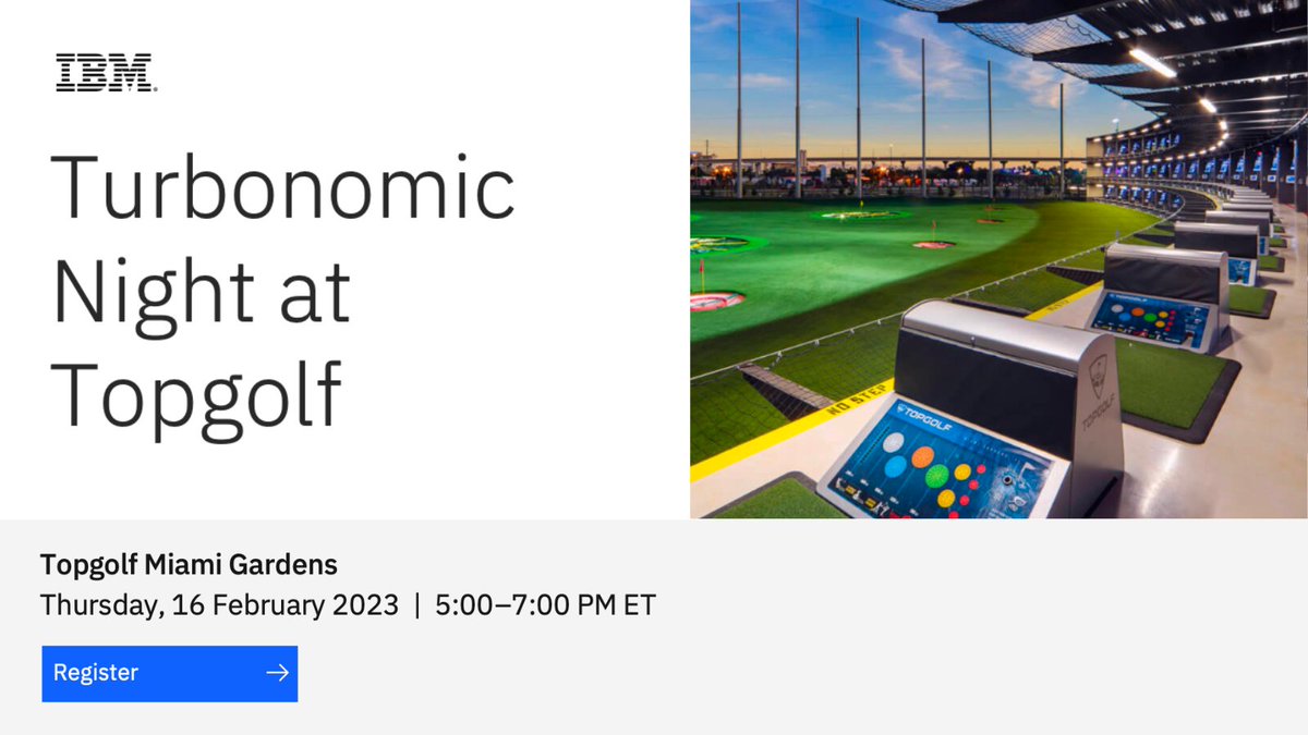 Join us at Topgolf in Miami Gardens to practice your swing and learn more about how to assure application performance while minimizing cost. You don't want to miss this event! RSVP by February 9th to save your spot. ibm.co/3X10mXI