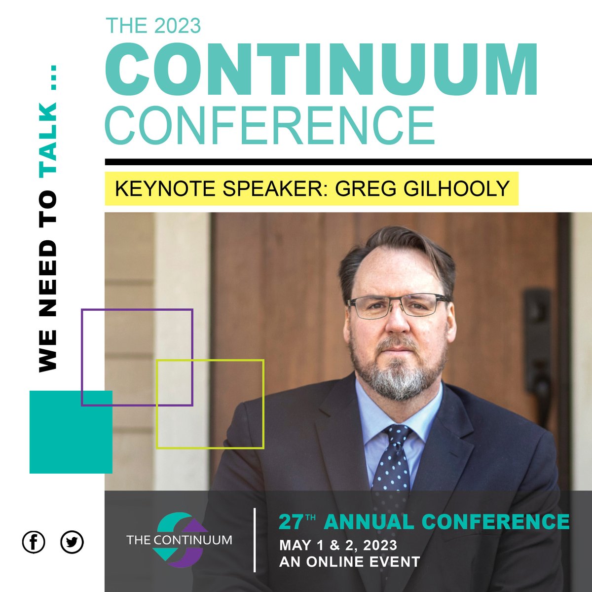 We are pleased to announce that @GregGilhooly is the Keynote Speaker at the 2023 #ContinuumConference – “#ItsTimeToTalk …” His presentation, entitled “Lawyer, Author, Graham James Victim” will kick off this 2-day online event! Learn more at: buff.ly/3HwOO8M