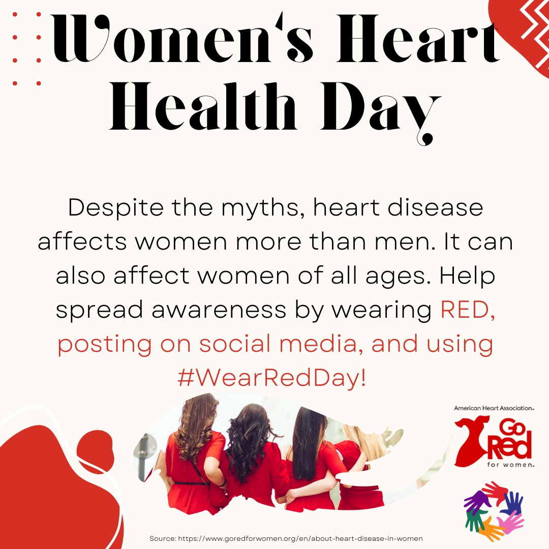 TODAY is WEAR RED DAY for Women's Heart Health ❣️ Wear RED to show your support for women's heart health. Raise awareness by posting on social media using  and tagging us! ❤️ ccsdtn tdmhsas cheathamcountytn wearred HeartHealthMonth