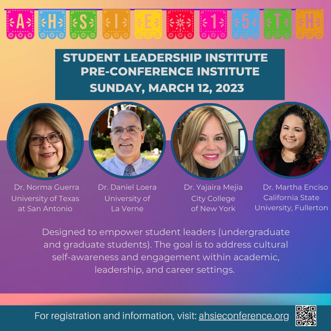 ahsieducators's tweet image. We have 3 pre-conference institutes on March 12, 2023! Institutes are an add-on purchase  to the conference.

Attendance is limited to 100 attendees per institute. 

Visit ahsieconference.org  for info
#hsi #ahsie2023 #ahsieeducators #studentleaders #hsigrant #titleVgrant