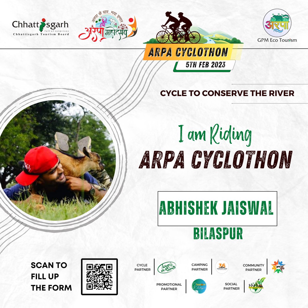 GPM_DIST_CG's tweet photo. *Arpa Cyclothon 2023*
_Gaurella-Pendra-Marwahi_
If you also wants to join, do *Register at -* https://t.co/SnACv3LHvw
#arpamahotsav #arpamahotsav2023 #cycling #cyclothone
#cmochhattisgarh #gaurelapendramarwahi #chhattisgarh #gpmdistrict
#riverconservation
#gochhattisgarh https://t.co/ihBD4EWeTg