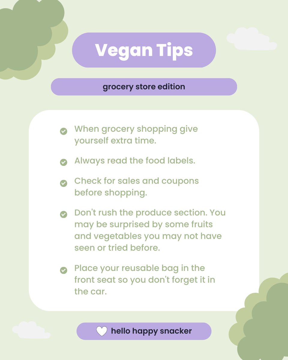 vegan tips — grocery store edition! we hope this list helps. also, we were debating between writing grocery store or food shopping. which do you use? or do you say something else? let us know below. 👇

#vegantips #grocerystore #foodshopping #vegan