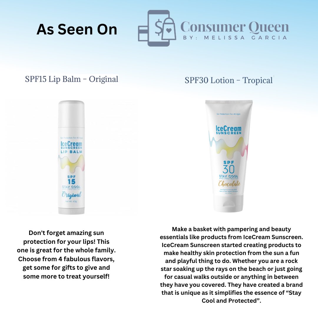 TransMediaGroup's tweet photo. Check out IceCream Sunscreen on @ConsumerQueen “Valentine’s Day Gift Ideas For Her” Get your IceCream Sunscreen here 👉 https://t.co/8OdGDS9MAr
Full Article 👉 https://t.co/lCyfZZa4ml
#TMG #TMGSocial #TransMediaGroup #PR #PublicRelations #PRFirm #ValentinesDay #ValentinesGifts https://t.co/zhdoNo2LSy