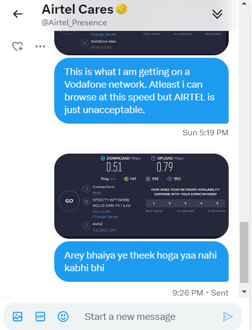 dushtchhokra's tweet photo. @Airtel_Presence @binnymittal Same bro, complaint kar karke khatam ho jaenge inse resolve ek issue nahi hoga. @airtelindia https://t.co/l8PyJseiT2
