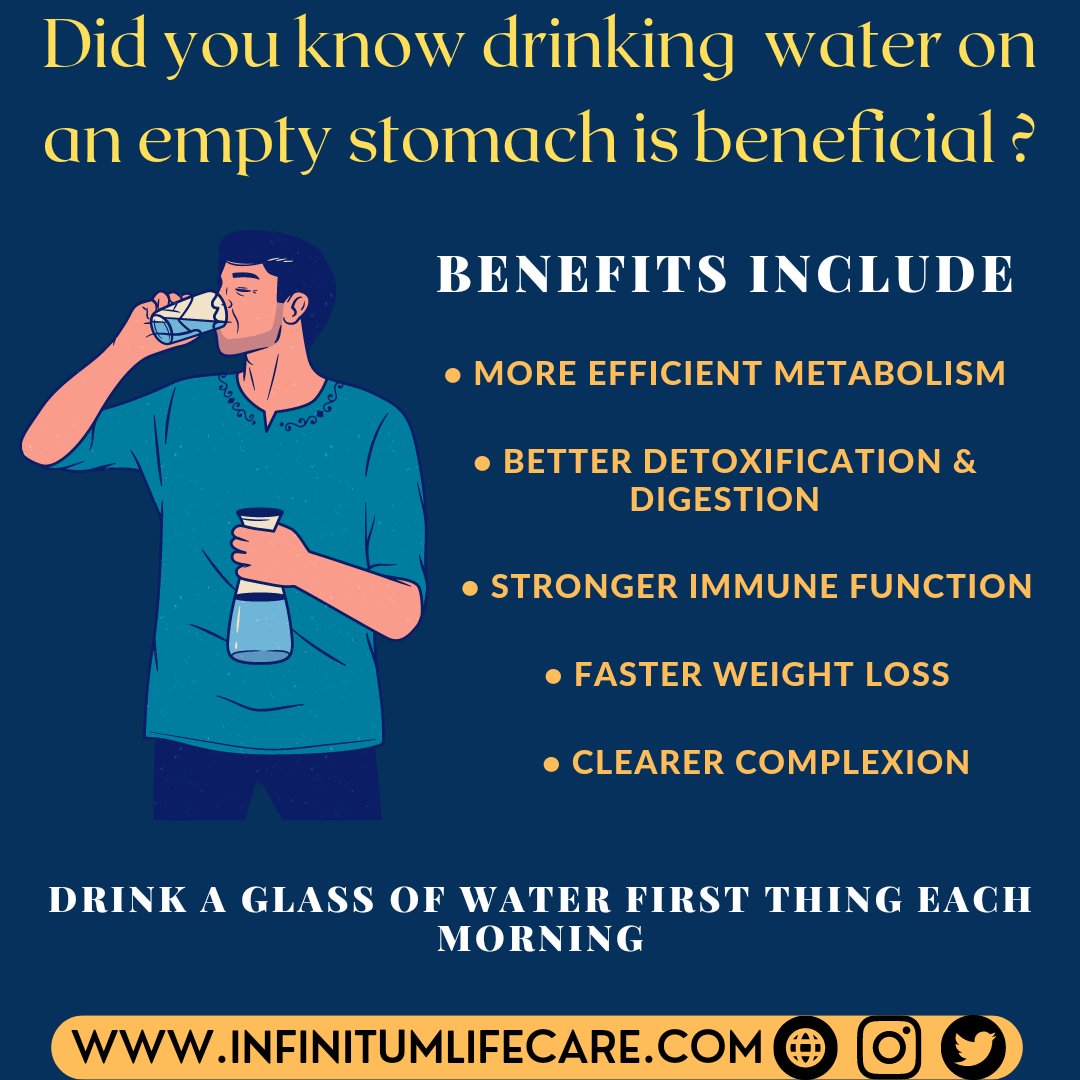 Infinitum_Life's tweet photo. Drinking water on an empty stomach is beneficial....

#drinkingwater #healthydrink https://t.co/0fMshu5U6O
