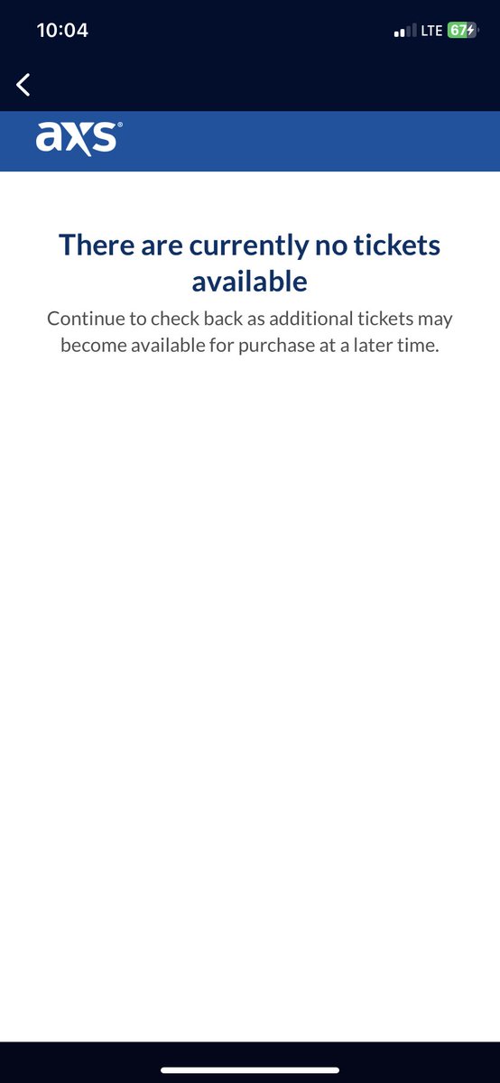 crowzynski5012's tweet photo. So I guess @axs is just as much shit as live nation/Ticketmaster. Got 403’s for pre sales and waiting room and just for there to be no tix left. Horrible. https://t.co/LYFwiUkQHn