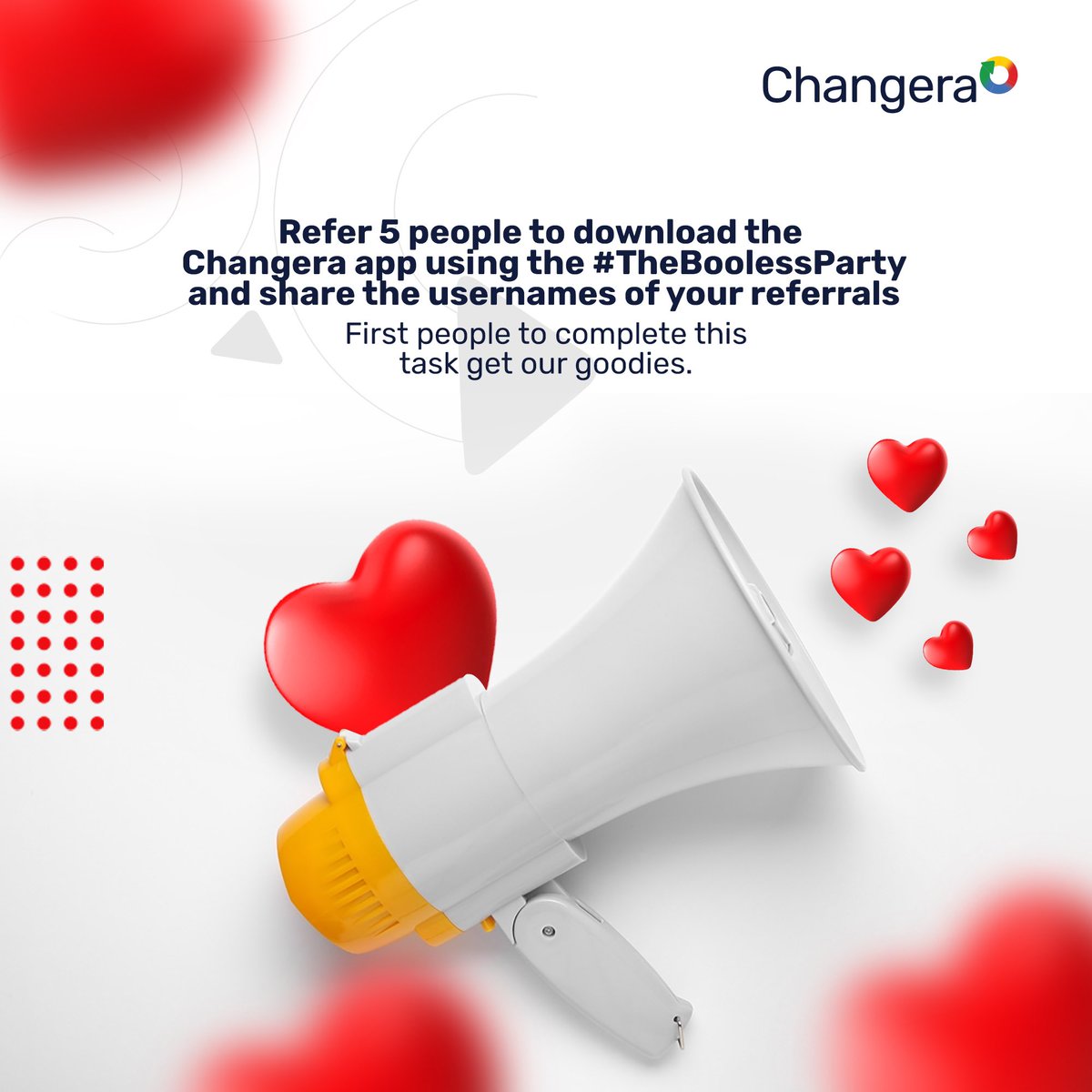 ChangeraApp's tweet photo. Win free tickets to #TheBoolessParty when you refer 5 people who download and get verified on the Changera app.
There’s a lot of love to give this season and we want you to feel all of it ❤️❤️
#ChangeraApp #LoveStartsWithChangera❤️ https://t.co/3lNl8tToT1
