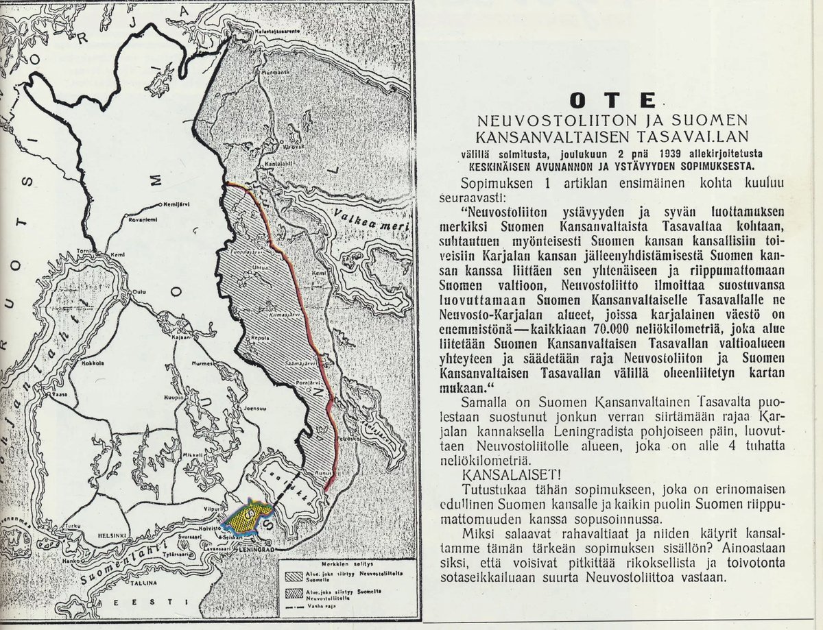 Molotov’s 12/2/39 map, plan and agreement for the occupied Greater Soviet Finland.
This was the real motive for #Stalin to launch #WinterWar in 1939.
Molotovin allekirjoittama sopimus Suur-Neuvosto-Suomen muodostamisesta.
#SuurNeuvostoSuomi #GreaterSovietFinland #WWII #USSR