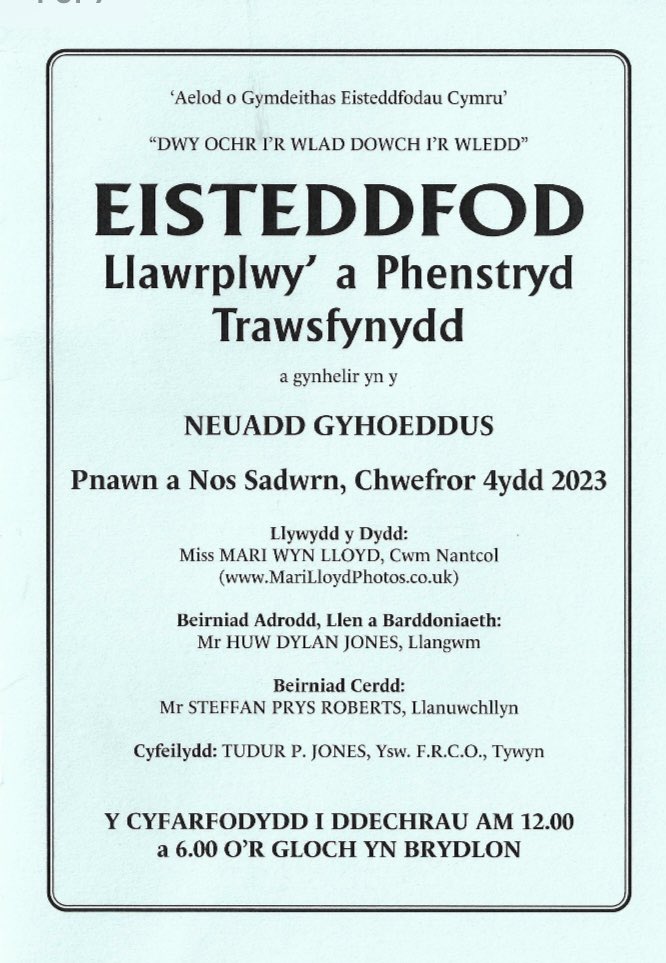 steddfota16's tweet photo. ๐ฃCofiwch am eisteddfodau cyntaf mis #Chwefror fory!
โญ๏ธEisteddfod Gadeiriol Crymych
โญ๏ธEisteddfod Llawrplwyโ a Phenstryd Trawsfynydd
Cefnogwch a mwynhewch! ๐ถ๐ค๐ญ๐บ๐บ๐ผ๐๐ด๓ ง๓ ข๓ ท๓ ฌ๓ ณ๓ ฟ #cystadlu #cynulleidfa #steddfota https://t.co/fUhe3ZrkXy