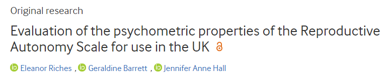 p3_study's tweet photo. New paper 🥳 on reproductive autonomy, providing a new tool for measuring it in the UK, - the Reproductive Autonomy Scale (RAS)-  published in @BMJ_SRH https://t.co/yeCKWImepM @jennyhall33 @UCL_IfWH https://t.co/A4Xo6OUiO9