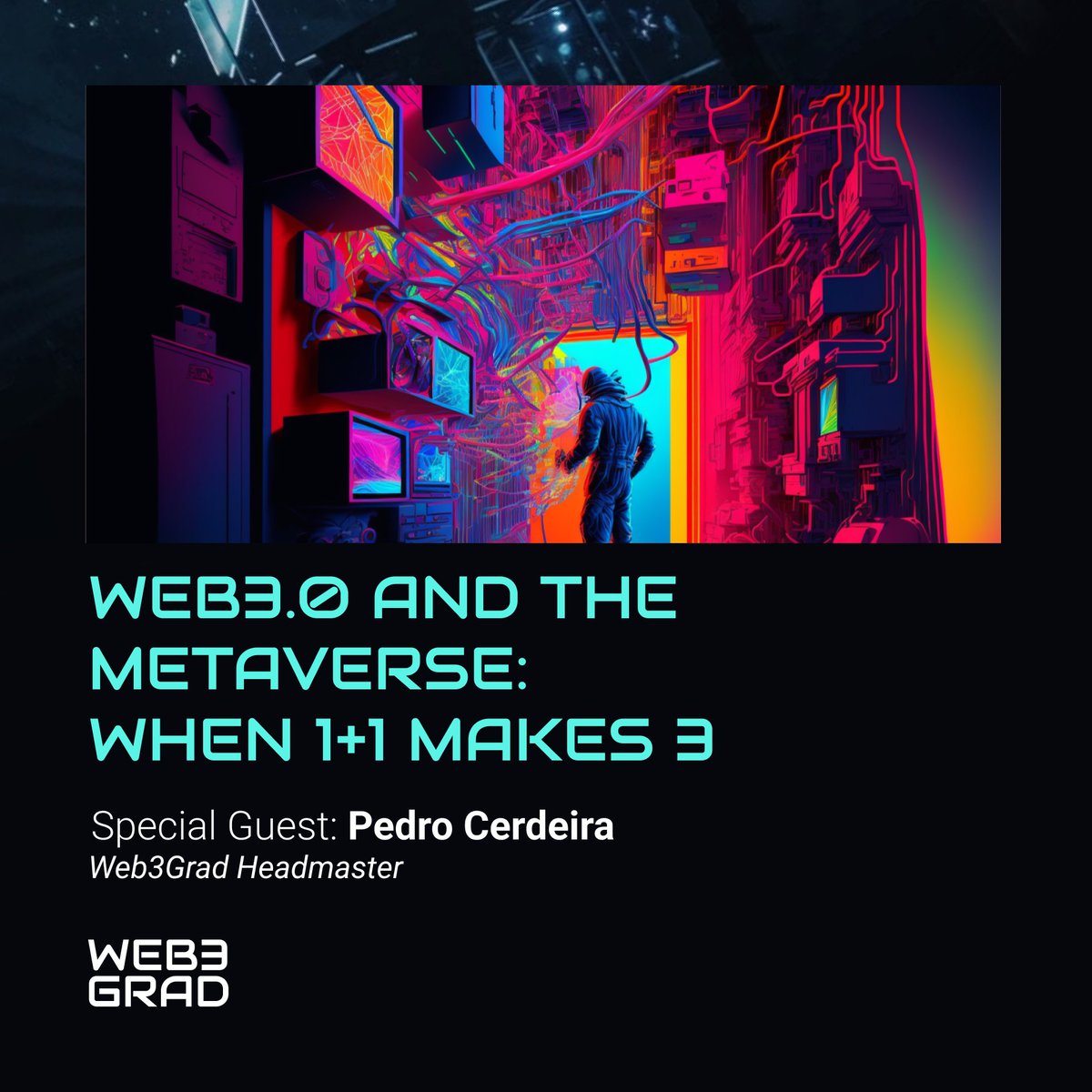 Web3Grad's tweet photo. Web3grad Next week #Mondayverse appointment will have a special guest: Web3Grad Headmaster Pedro Cerdeira.
Come and join us on Monday 6 of February at 18:00 GMT (19:00 CET) - link on our LinkedIn!
#Web3Grad #Web3 #NFT #code #coding #TheFuture https://t.co/NdF6xpI2kt