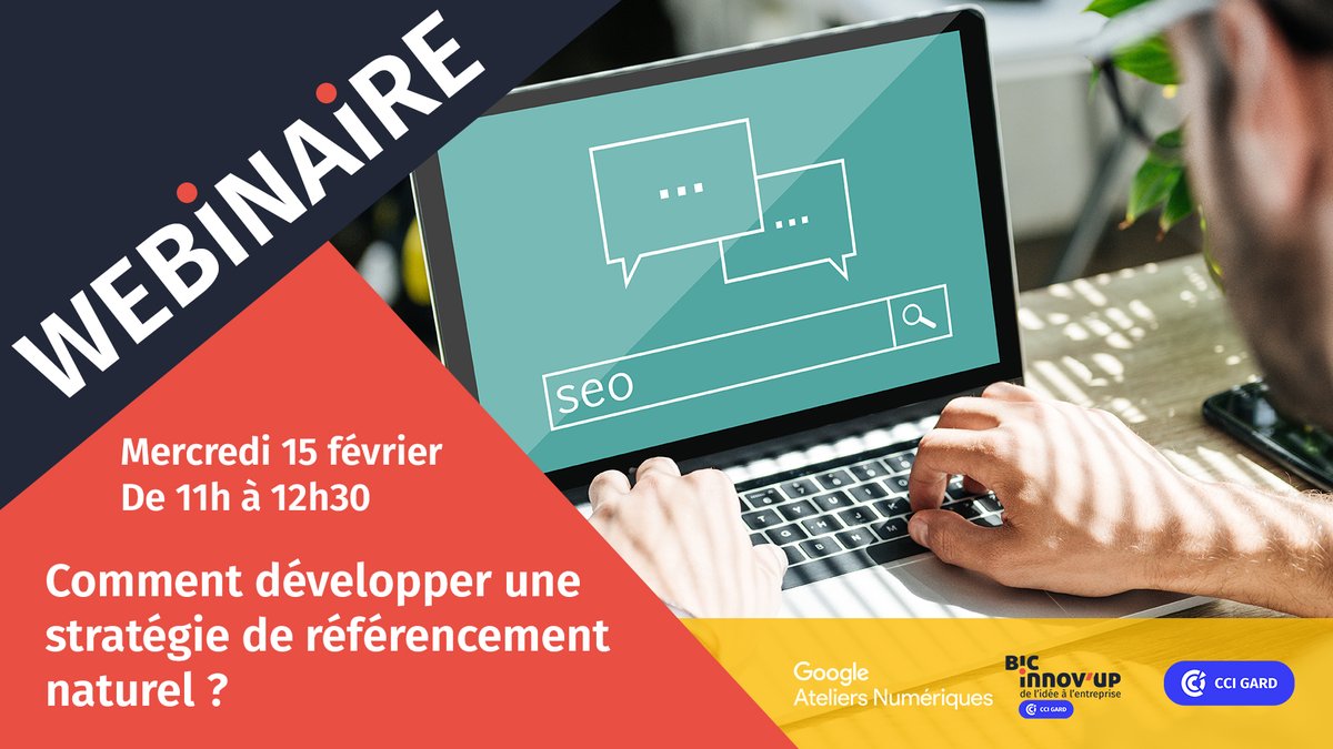 💻 Le 15 février, ne manquez pas le webinaire « Comment développer une stratégie de référencement naturel ? » animé par des coachs Google Ateliers Numériques.

👉 Inscrivez-vous vite : bit.ly/3HUgq9d