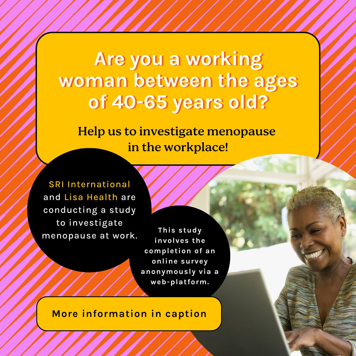 Massimiliano (Max) de Zambotti (@maxdeze) on Twitter photo Are you a working #woman between the ages of 40–65 years old? Help us to investigate #menopause in the #workplace!
--------
Follow this link to start the #survey: redcap.link/maw_survey
--------
#employers #stress #sleep #health #wellness @MiddayHealth <a href="/SRI_Biosciences/">SRI Biosciences</a> Are you a working #woman between the ages of 40–65 years old? Help us to investigate #menopause in the #workplace!
--------
Follow this link to start the #survey: redcap.link/maw_survey
--------
#employers #stress #sleep #health #wellness @MiddayHealth <a href="/SRI_Biosciences/">SRI Biosciences</a>