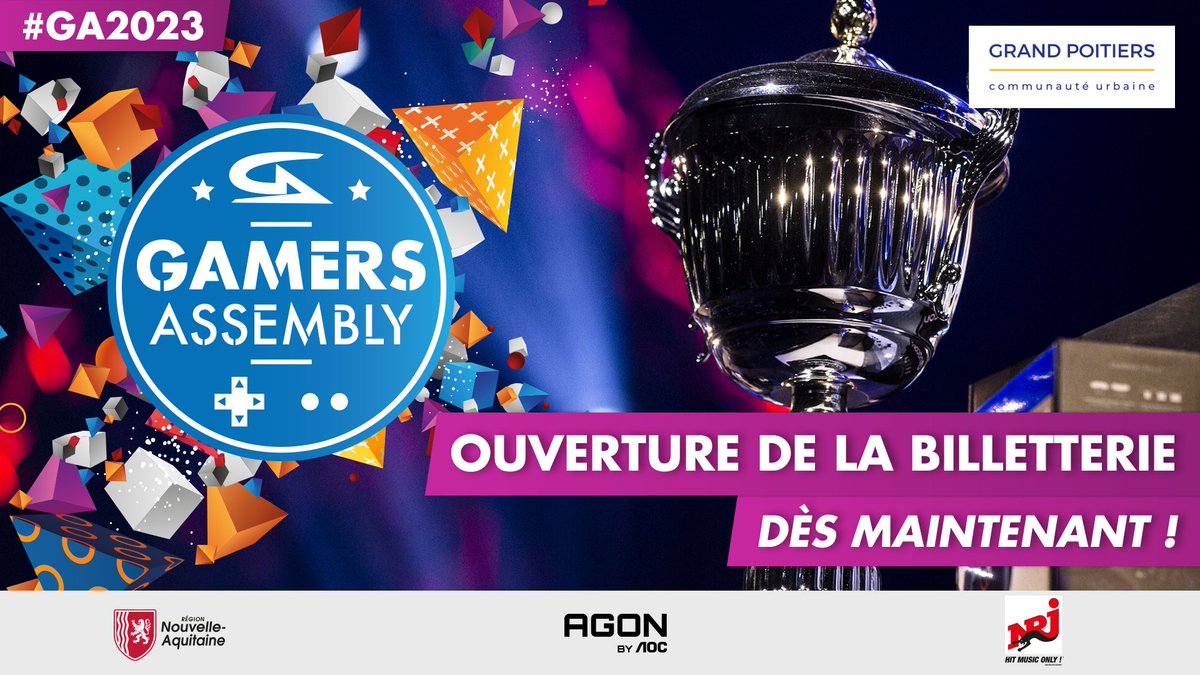🥁 Les inscriptions pour les tournois de la #GA2023 sont OUVERTES alors fooonce ! 🥳

👉 ga23.gamers-assembly.net/news/inscris-t…

📆 8 au 10 avril 2023
📍 Parc des Expositions de @Grand_Poitiers