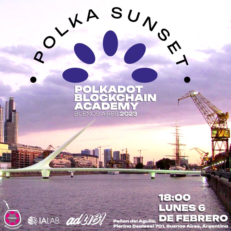 PolkadotArgenta's tweet photo. ¡Atención comunidad! 💯

Se viene #PolkaSunset, este lunes 6 a partir de las 18hs te esperamos en Peñon del Aguila, Puerto Madero para celebrar el cierre de #PolkadotBlockchainAcademy 

¡Preparados para sorprender!
¡Networking y música en vivo!

Tickets 🔥
https://t.co/zL3KFsTei2 https://t.co/g6JSKi7TxJ