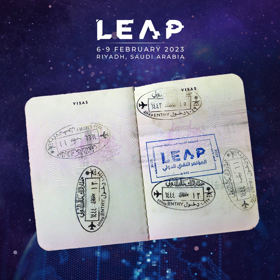 LEAPandInnovate's tweet photo. Did someone say LEAP passport stamps...? 👀 

Millions of international visitors passing through King Khalid International Airport will get stamped by LEAP. 

Take a picture and tag us @leapandinnovate to show us your stamps.

#intonewworlds #technology #innovation #ksaevent https://t.co/zDt7nWrczb
