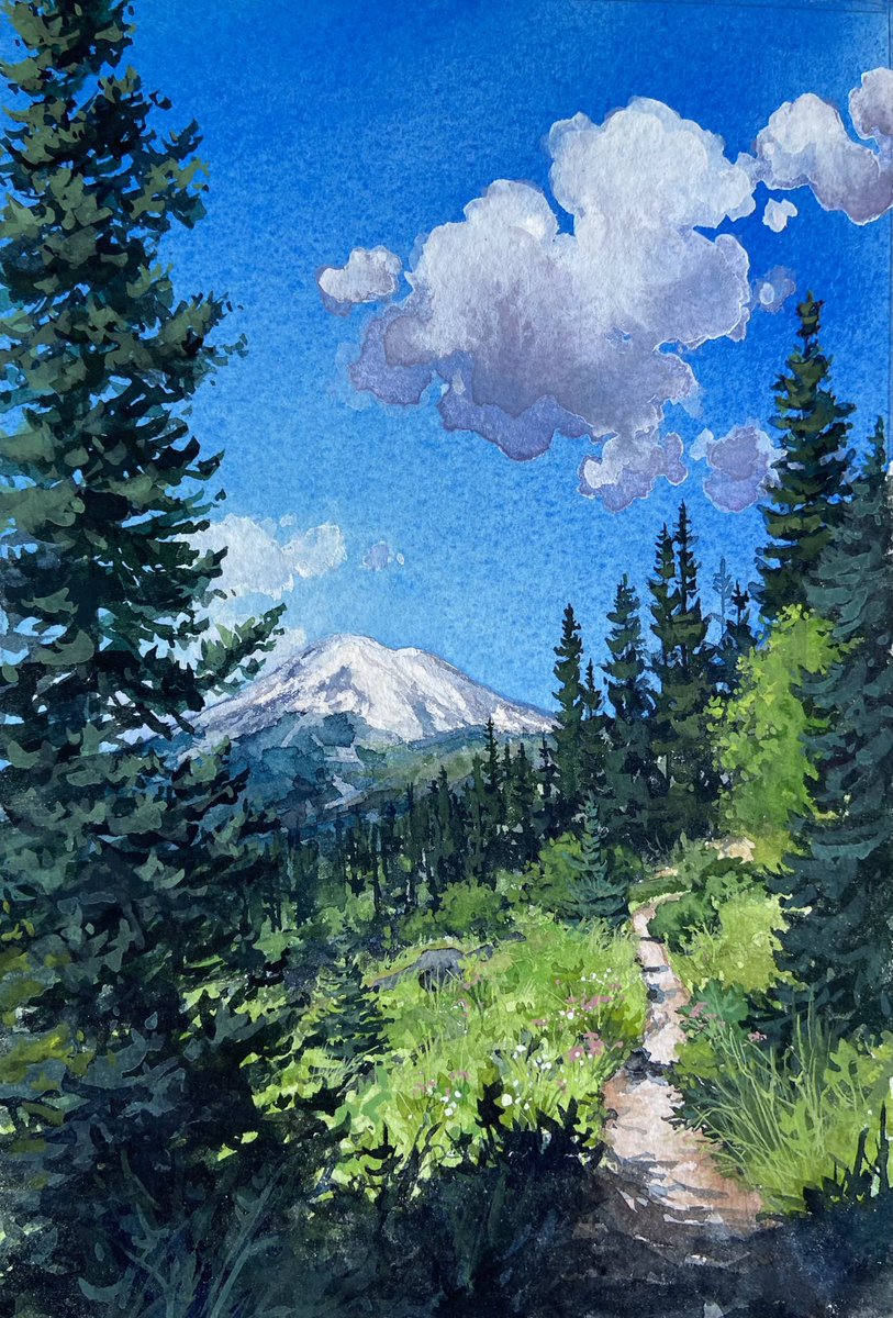 ‘Hiking Paradise’
Washington State 
9x6” gouache 
$325 matted!